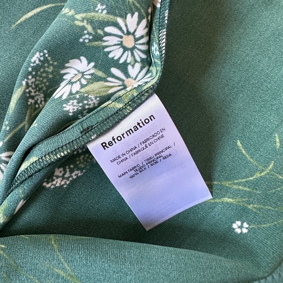 NEW Reformation Frankie Silk  Dress in Buena Green Floral | size 2 - Picture 13 of 14